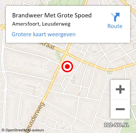 Locatie op kaart van de 112 melding: Brandweer Met Grote Spoed Naar Amersfoort, Leusderweg op 16 mei 2024 20:45