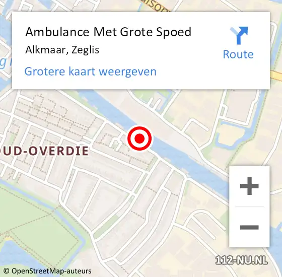 Locatie op kaart van de 112 melding: Ambulance Met Grote Spoed Naar Alkmaar, Zeglis op 16 mei 2024 20:46