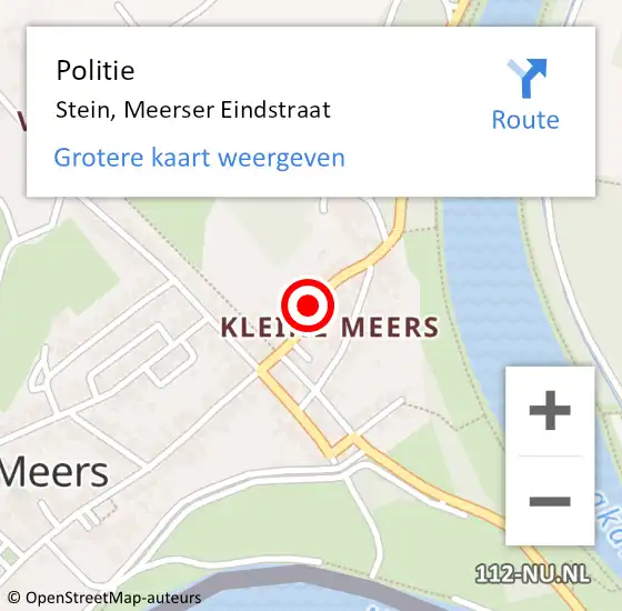 Locatie op kaart van de 112 melding: Politie Stein, Meerser Eindstraat op 16 mei 2024 20:49