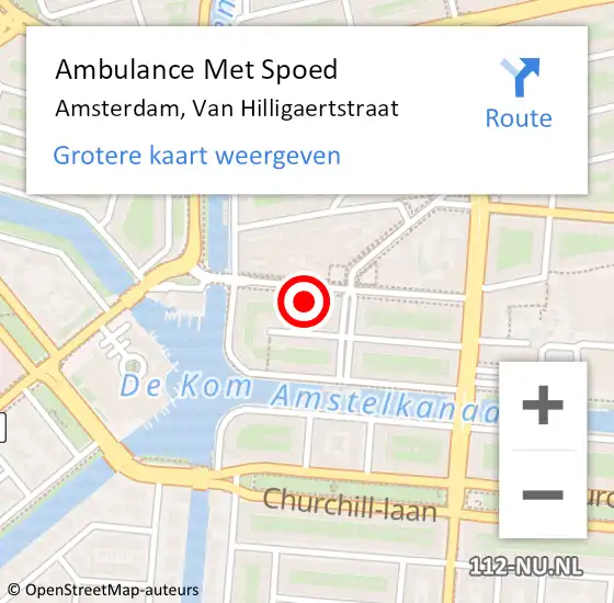 Locatie op kaart van de 112 melding: Ambulance Met Spoed Naar Amsterdam, Van Hilligaertstraat op 16 mei 2024 20:56