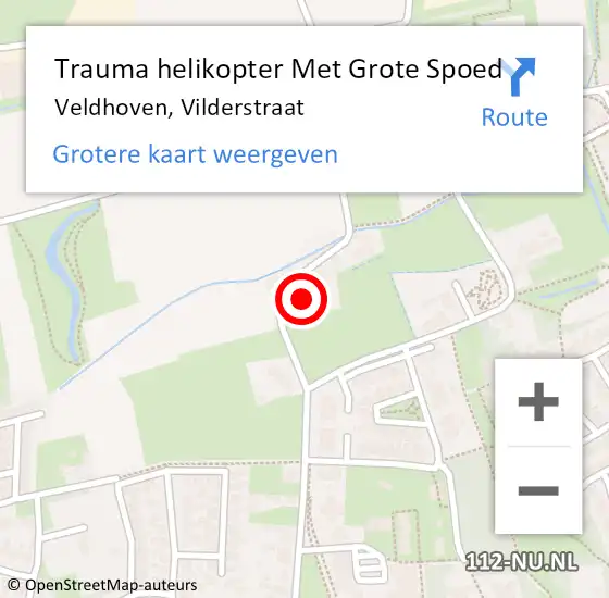 Locatie op kaart van de 112 melding: Trauma helikopter Met Grote Spoed Naar Veldhoven, Vilderstraat op 16 mei 2024 21:00