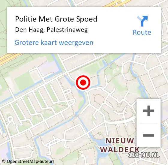 Locatie op kaart van de 112 melding: Politie Met Grote Spoed Naar Den Haag, Palestrinaweg op 16 mei 2024 21:11