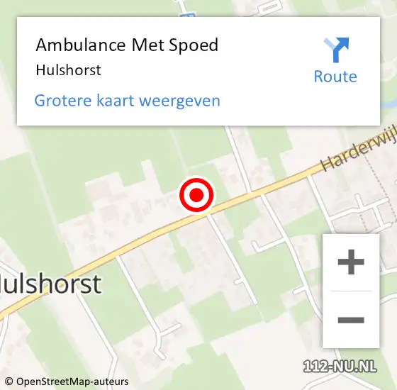 Locatie op kaart van de 112 melding: Ambulance Met Spoed Naar Hulshorst op 16 mei 2024 21:12