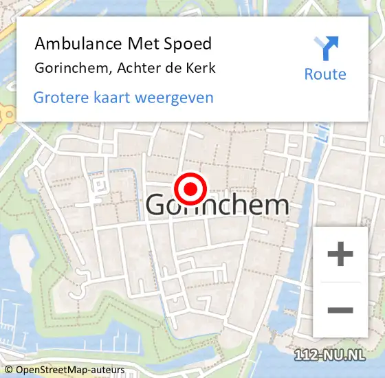 Locatie op kaart van de 112 melding: Ambulance Met Spoed Naar Gorinchem, Achter de Kerk op 16 mei 2024 21:12