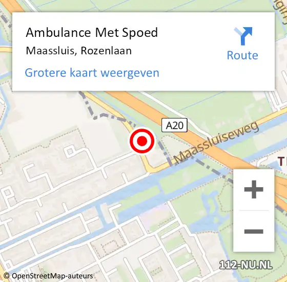 Locatie op kaart van de 112 melding: Ambulance Met Spoed Naar Maassluis, Rozenlaan op 16 mei 2024 21:14