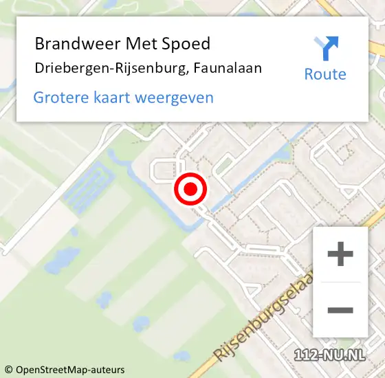 Locatie op kaart van de 112 melding: Brandweer Met Spoed Naar Driebergen-Rijsenburg, Faunalaan op 16 mei 2024 21:14