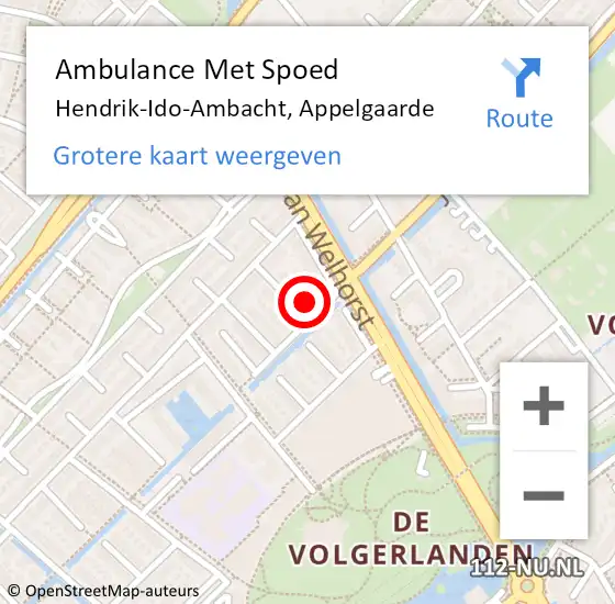 Locatie op kaart van de 112 melding: Ambulance Met Spoed Naar Hendrik-Ido-Ambacht, Appelgaarde op 16 mei 2024 21:16
