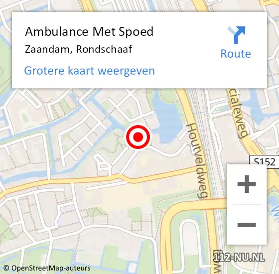 Locatie op kaart van de 112 melding: Ambulance Met Spoed Naar Zaandam, Rondschaaf op 16 mei 2024 21:18