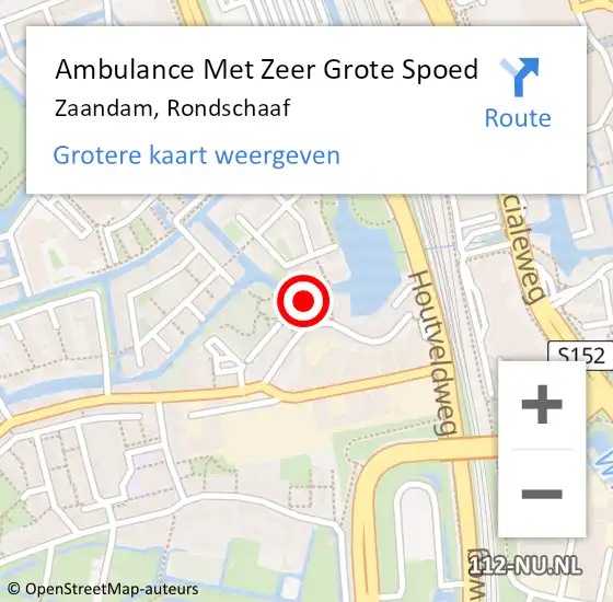 Locatie op kaart van de 112 melding: Ambulance Met Zeer Grote Spoed Naar Zaandam, Rondschaaf op 16 mei 2024 21:19