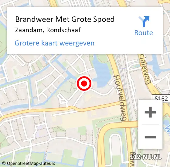 Locatie op kaart van de 112 melding: Brandweer Met Grote Spoed Naar Zaandam, Rondschaaf op 16 mei 2024 21:20