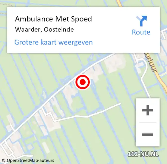 Locatie op kaart van de 112 melding: Ambulance Met Spoed Naar Waarder, Oosteinde op 16 mei 2024 21:24