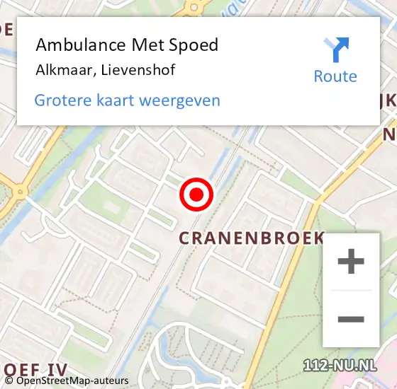 Locatie op kaart van de 112 melding: Ambulance Met Spoed Naar Alkmaar, Lievenshof op 16 mei 2024 21:27