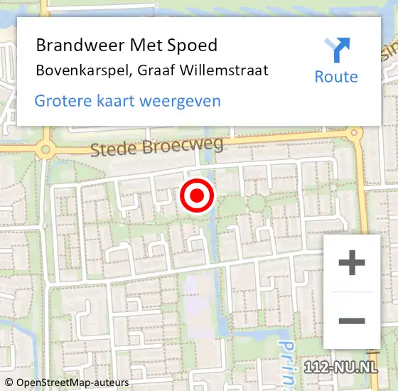 Locatie op kaart van de 112 melding: Brandweer Met Spoed Naar Bovenkarspel, Graaf Willemstraat op 16 mei 2024 21:29