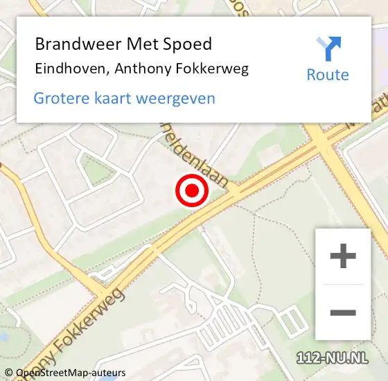 Locatie op kaart van de 112 melding: Brandweer Met Spoed Naar Eindhoven, Anthony Fokkerweg op 16 mei 2024 21:34