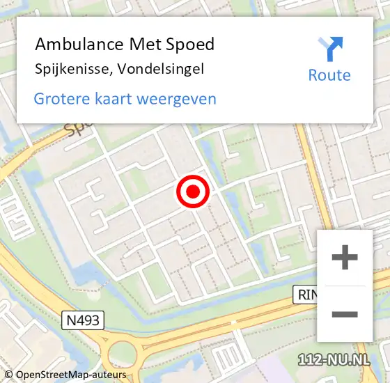 Locatie op kaart van de 112 melding: Ambulance Met Spoed Naar Spijkenisse, Vondelsingel op 16 mei 2024 21:34