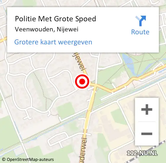 Locatie op kaart van de 112 melding: Politie Met Grote Spoed Naar Veenwouden, Nijewei op 16 mei 2024 21:41