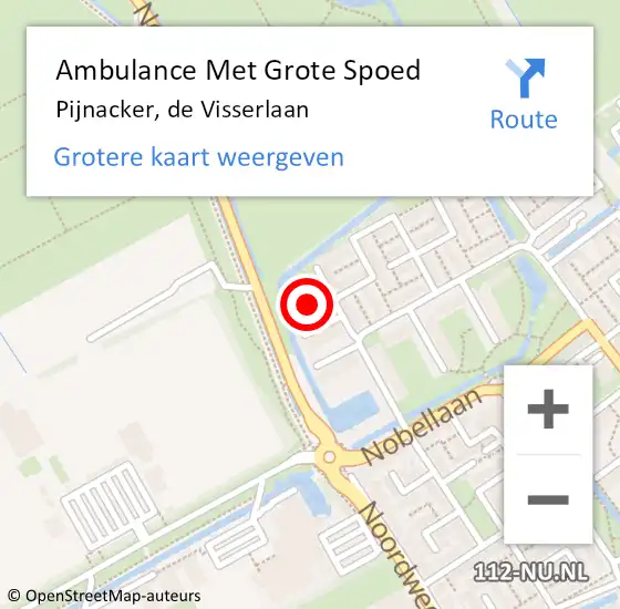 Locatie op kaart van de 112 melding: Ambulance Met Grote Spoed Naar Pijnacker, de Visserlaan op 16 mei 2024 21:42