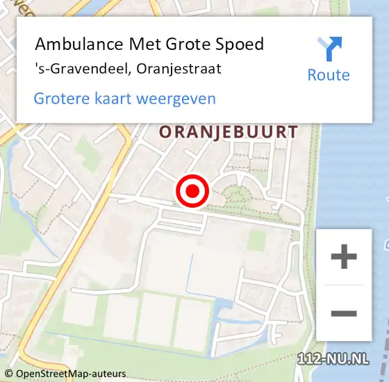 Locatie op kaart van de 112 melding: Ambulance Met Grote Spoed Naar 's-Gravendeel, Oranjestraat op 16 mei 2024 21:57