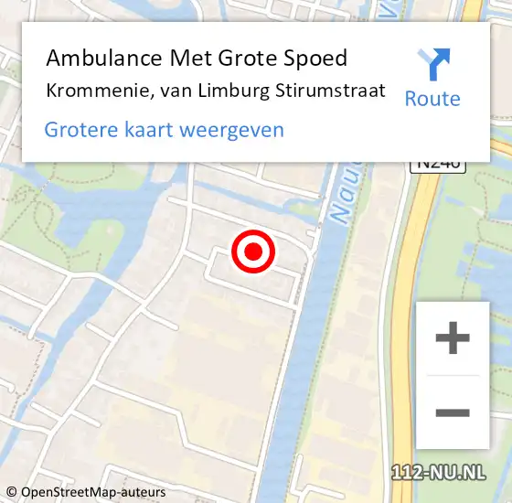 Locatie op kaart van de 112 melding: Ambulance Met Grote Spoed Naar Krommenie, van Limburg Stirumstraat op 16 mei 2024 21:58