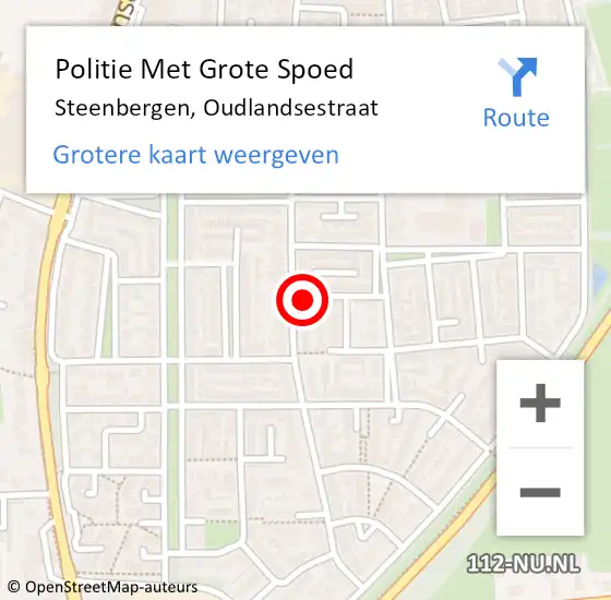 Locatie op kaart van de 112 melding: Politie Met Grote Spoed Naar Steenbergen, Oudlandsestraat op 16 mei 2024 22:17