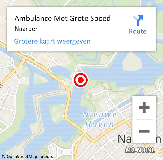 Locatie op kaart van de 112 melding: Ambulance Met Grote Spoed Naar Naarden op 16 mei 2024 22:22