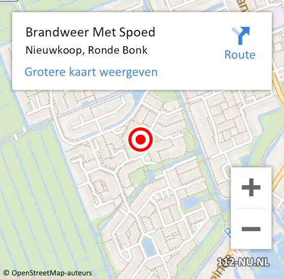 Locatie op kaart van de 112 melding: Brandweer Met Spoed Naar Nieuwkoop, Ronde Bonk op 16 mei 2024 22:23