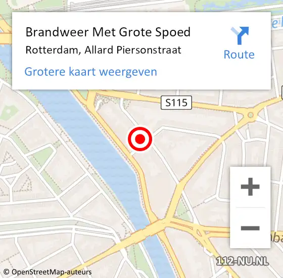 Locatie op kaart van de 112 melding: Brandweer Met Grote Spoed Naar Rotterdam, Allard Piersonstraat op 16 mei 2024 22:43