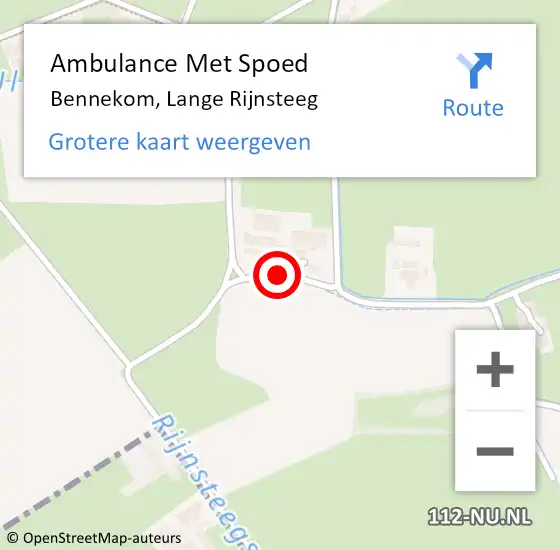 Locatie op kaart van de 112 melding: Ambulance Met Spoed Naar Bennekom, Lange Rijnsteeg op 6 oktober 2014 09:30