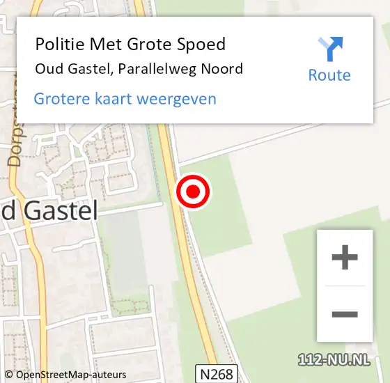 Locatie op kaart van de 112 melding: Politie Met Grote Spoed Naar Oud Gastel, Parallelweg Noord op 16 mei 2024 22:48