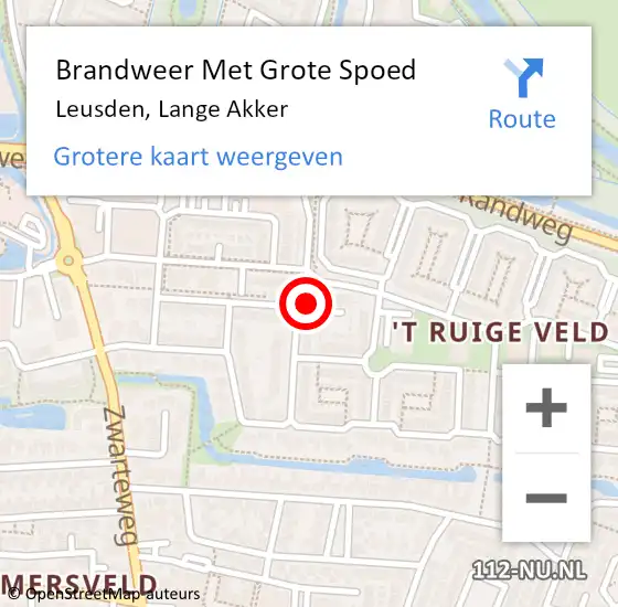 Locatie op kaart van de 112 melding: Brandweer Met Grote Spoed Naar Leusden, Lange Akker op 16 mei 2024 22:52