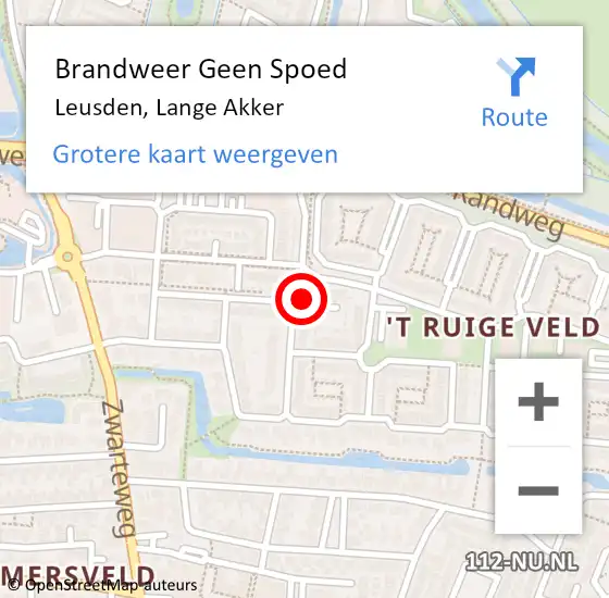 Locatie op kaart van de 112 melding: Brandweer Geen Spoed Naar Leusden, Lange Akker op 16 mei 2024 22:54