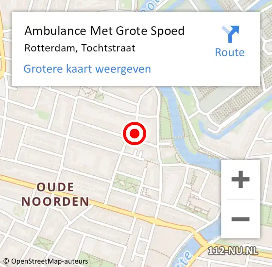 Locatie op kaart van de 112 melding: Ambulance Met Grote Spoed Naar Rotterdam, Tochtstraat op 16 mei 2024 22:55