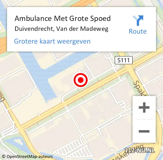 Locatie op kaart van de 112 melding: Ambulance Met Grote Spoed Naar Duivendrecht, Van der Madeweg op 16 mei 2024 23:05