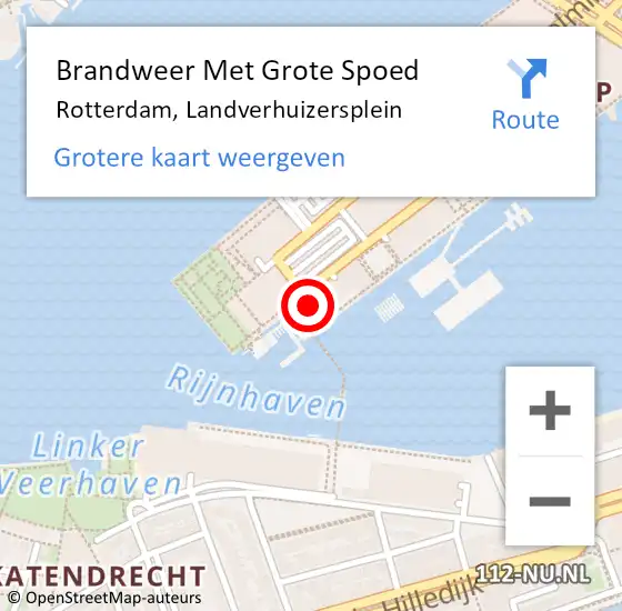 Locatie op kaart van de 112 melding: Brandweer Met Grote Spoed Naar Rotterdam, Landverhuizersplein op 16 mei 2024 23:38