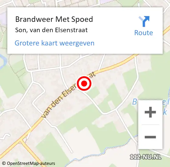 Locatie op kaart van de 112 melding: Brandweer Met Spoed Naar Son, van den Elsenstraat op 16 mei 2024 23:42