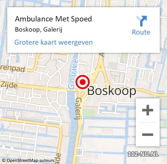 Locatie op kaart van de 112 melding: Ambulance Met Spoed Naar Boskoop, Galerij op 16 mei 2024 23:45