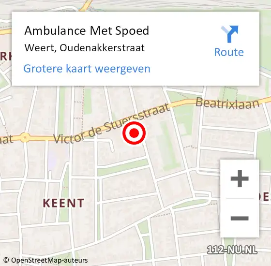 Locatie op kaart van de 112 melding: Ambulance Met Spoed Naar Weert, Oudenakkerstraat op 16 mei 2024 23:46