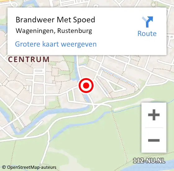 Locatie op kaart van de 112 melding: Brandweer Met Spoed Naar Wageningen, Rustenburg op 16 mei 2024 23:47