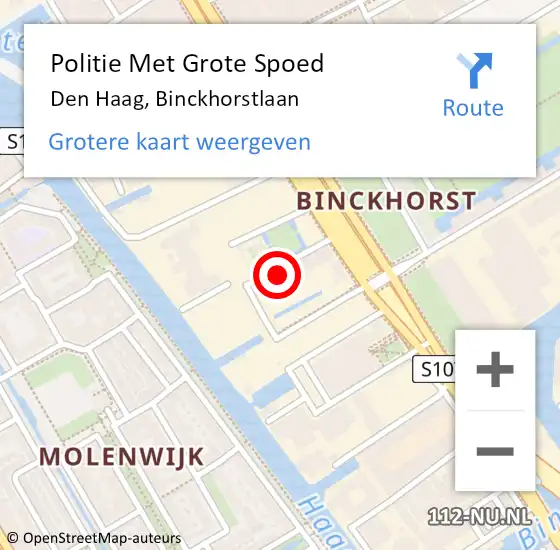 Locatie op kaart van de 112 melding: Politie Met Grote Spoed Naar Den Haag, Binckhorstlaan op 16 mei 2024 23:49