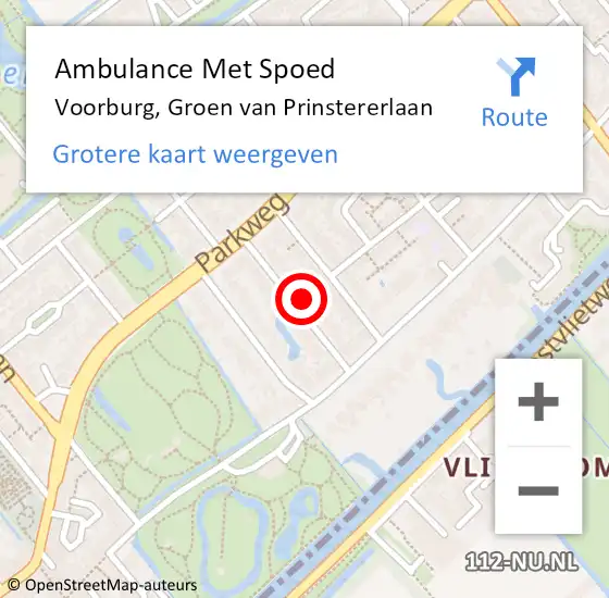 Locatie op kaart van de 112 melding: Ambulance Met Spoed Naar Voorburg, Groen van Prinstererlaan op 17 mei 2024 00:05