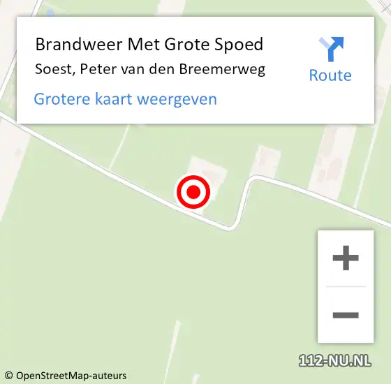 Locatie op kaart van de 112 melding: Brandweer Met Grote Spoed Naar Soest, Peter van den Breemerweg op 17 mei 2024 00:08