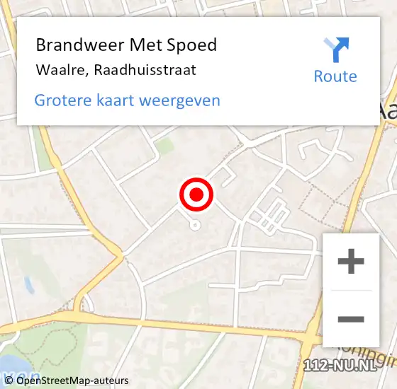 Locatie op kaart van de 112 melding: Brandweer Met Spoed Naar Waalre, Raadhuisstraat op 17 mei 2024 00:09