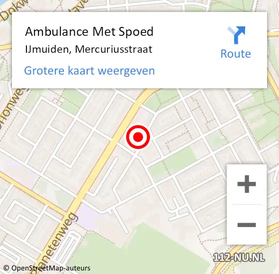 Locatie op kaart van de 112 melding: Ambulance Met Spoed Naar IJmuiden, Mercuriusstraat op 17 mei 2024 00:14