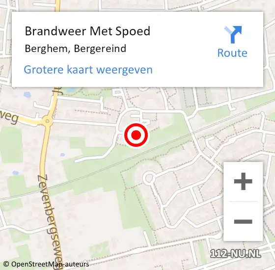 Locatie op kaart van de 112 melding: Brandweer Met Spoed Naar Berghem, Bergereind op 17 mei 2024 00:16