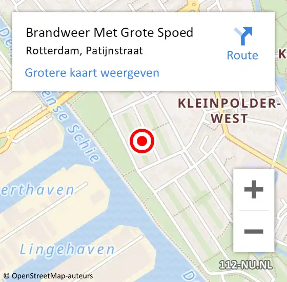 Locatie op kaart van de 112 melding: Brandweer Met Grote Spoed Naar Rotterdam, Patijnstraat op 17 mei 2024 00:27