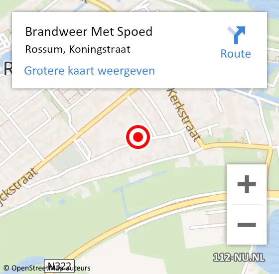 Locatie op kaart van de 112 melding: Brandweer Met Spoed Naar Rossum, Koningstraat op 17 mei 2024 00:39