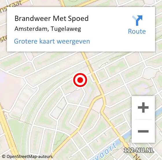 Locatie op kaart van de 112 melding: Brandweer Met Spoed Naar Amsterdam, Tugelaweg op 17 mei 2024 01:22