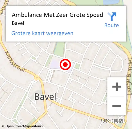Locatie op kaart van de 112 melding: Ambulance Met Zeer Grote Spoed Naar Bavel op 17 mei 2024 01:56