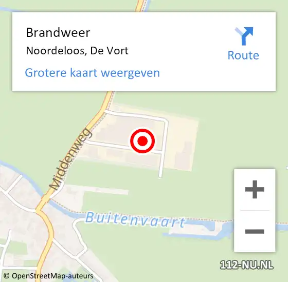 Locatie op kaart van de 112 melding: Brandweer Noordeloos, De Vort op 17 mei 2024 02:42