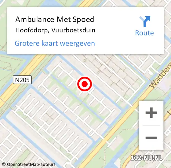 Locatie op kaart van de 112 melding: Ambulance Met Spoed Naar Hoofddorp, Vuurboetsduin op 17 mei 2024 02:46